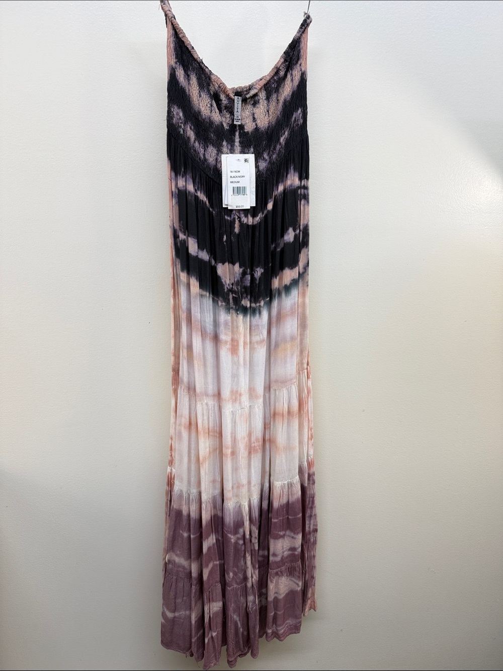 Raviya Strapless Tie-Dye Maxi Dress in Black, Blush, Mauve